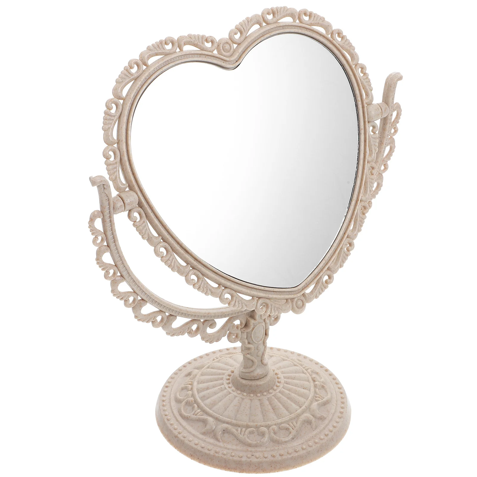 

Mirror Makeup Heart Tabletop Stand Vanity Desk Shaped Desktop Table Sided Decor Dual Swivel Bedroom Women Dresser Rotatable Room