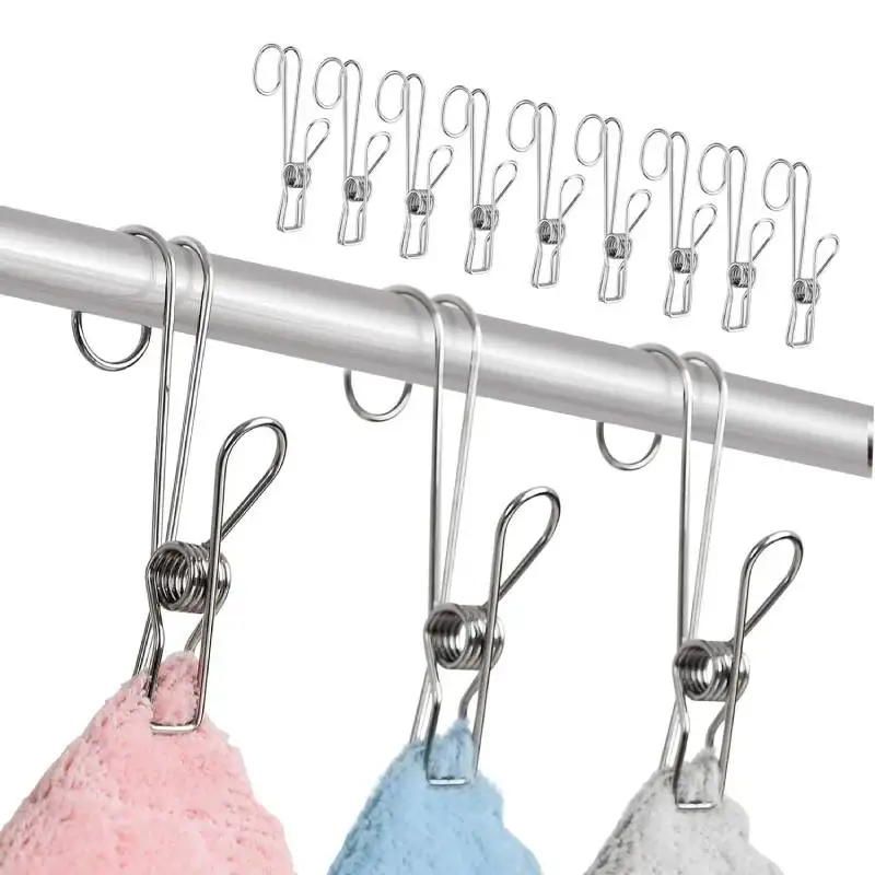 

Bag Kitchen Hooks Hanger Clothes Clip Pins Hook Peg Closet Laundry Outdoor Clips Tail For Clips Steel Clips Stainless Long 6pcs