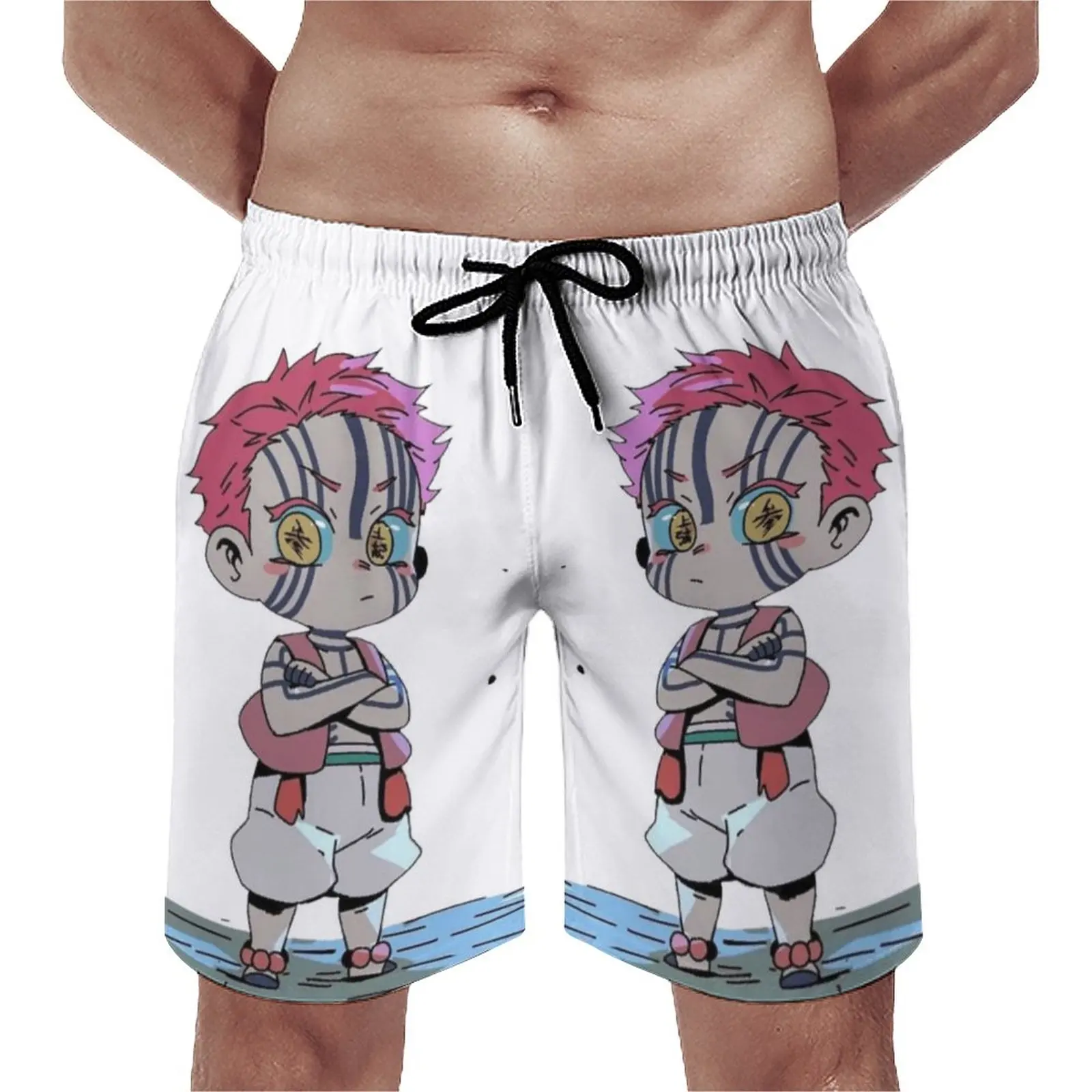 

Akaza Demon Slayer Upper Moon Board Shorts Yaiba Anime Kny Cute Board Short Pants Trenky Males Classic Printing Swim Trunks 3XL