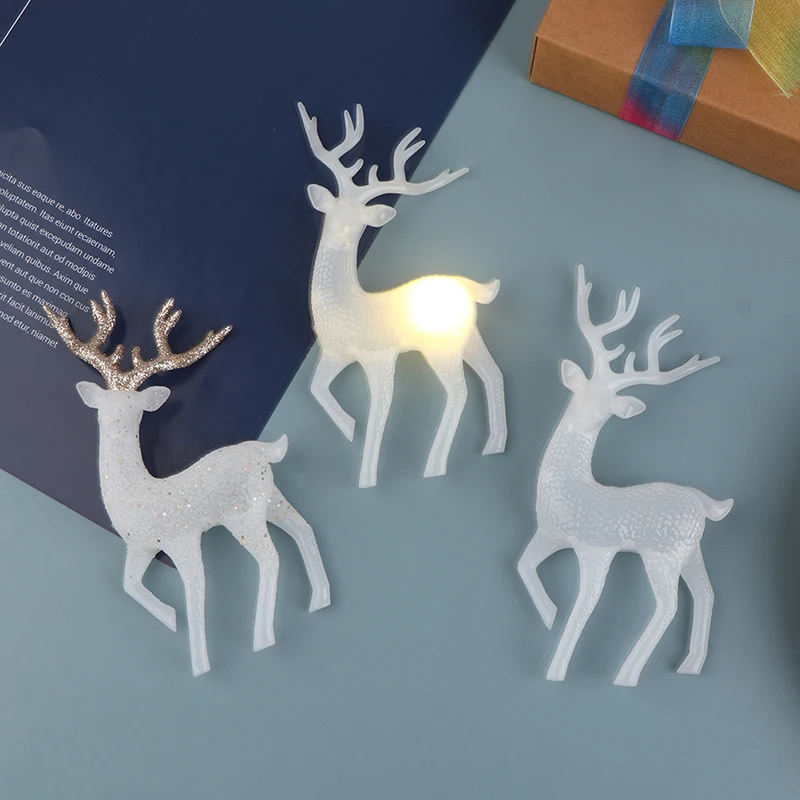 1Pc Christmas Elk Plastic Crystal Deer Cake Decoration Dessert Table Decoration Merry Christmas Home 2023 New Year Supplies