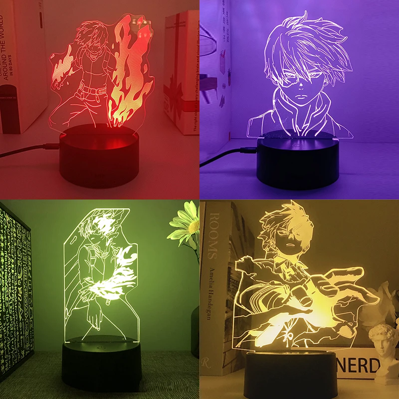 

моя геройская академия My Hero Academia Boku No Dabi Todoroki Shoto для дома украшения ночник аниме фигурки декор комнаты светодиодная лампа манга светильник ...