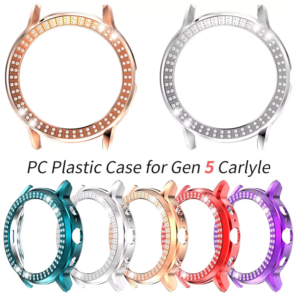

Fashion Two Rows Diamond PC Bumper for Fossil Gen 5 Carlyle Watch Case Bling Lightweight Cover for Gen5 Hard Frame Accessories