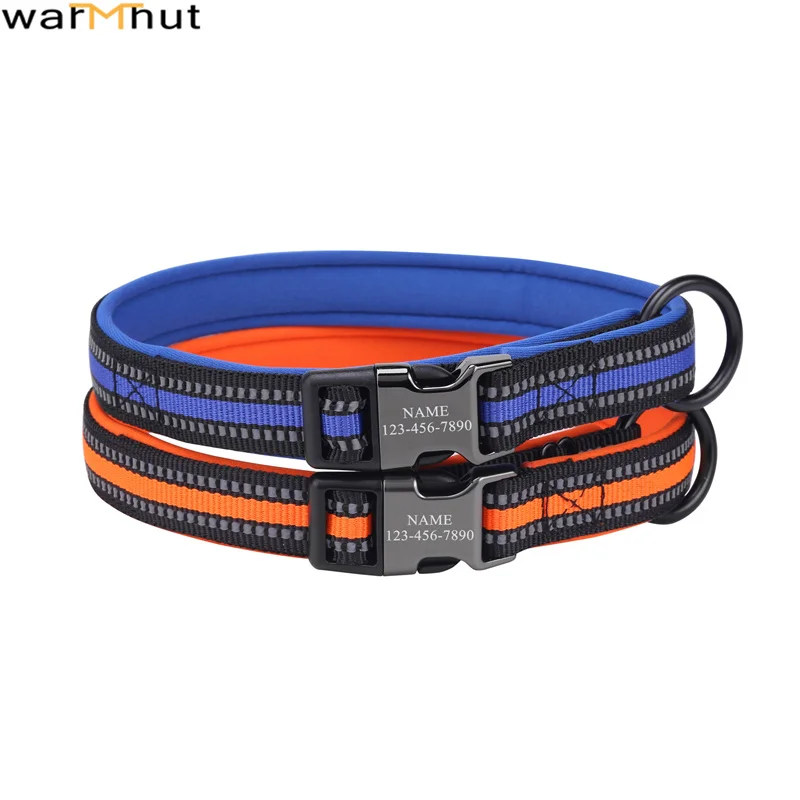 

WarmHut, индивидуальное оформление, индивидуальный идентификатор, ошейники для щенков с металлической пряжкой, темно-синие, оранжевые