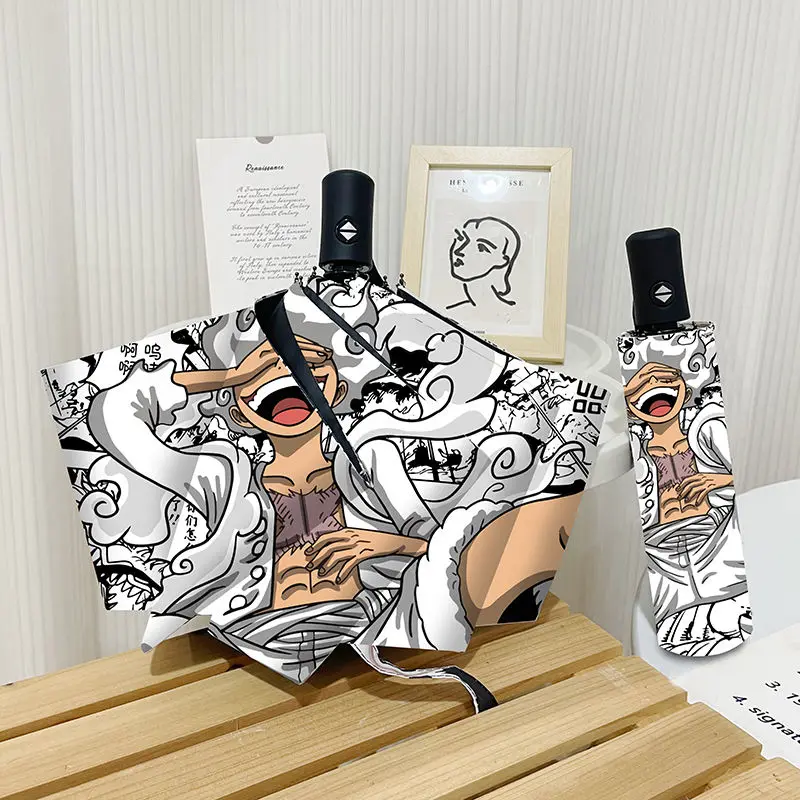 Зонт унисекс в стиле аниме с молнией и Луффи аксессуар для детей тройной складной