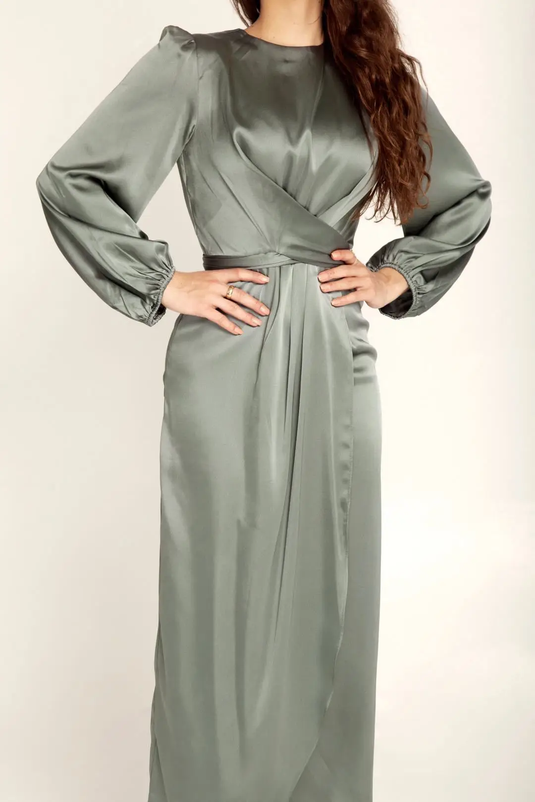 

Soft Elegant Corset Long Sleeve Robe Marocain Kaftan Caftan Arab Islamic Dress Dubai Satin High Waist Abaya Women Muslim Dress