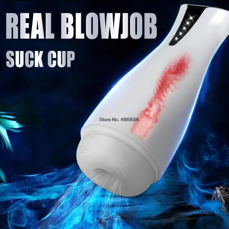 Automatic Sucking Male Masturbator Cup Real Vagina Soft Pussy Live Voice Recording Vibrating Training Oral Sex Toys for Men 18+