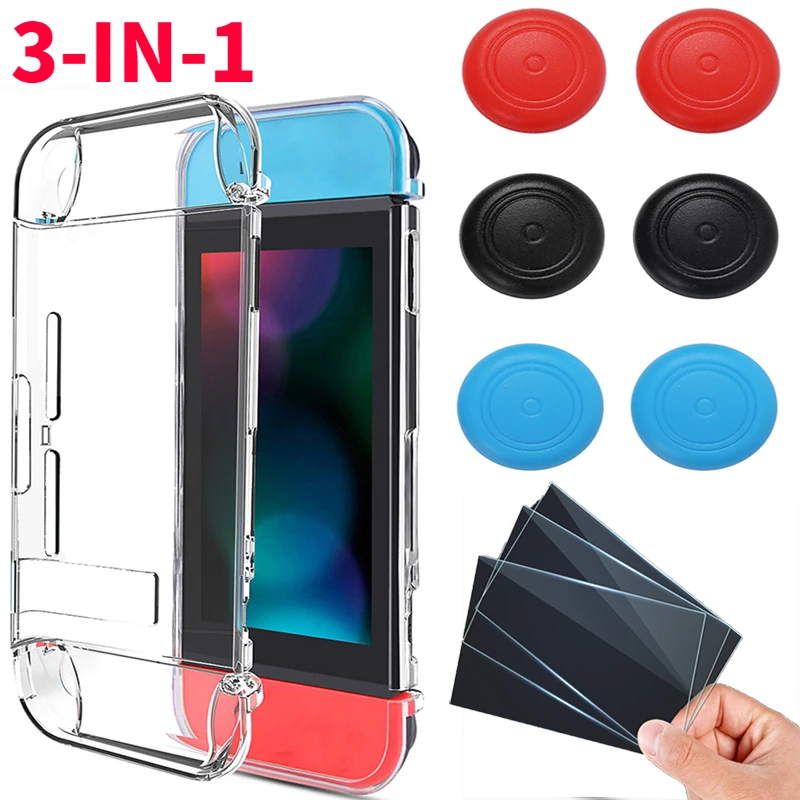 Game Accessories for Nintendo Switch Lite Clear TPU Soft Case Tempered Glass Screen Protector Silicone Skin Grip Caps Smart Tool