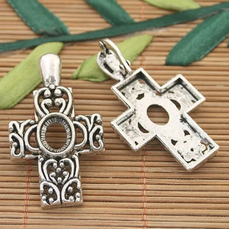 5 шт. 44*25 мм тибетский серебряный Цветочный крест подвески/шармы H3074 подвески из