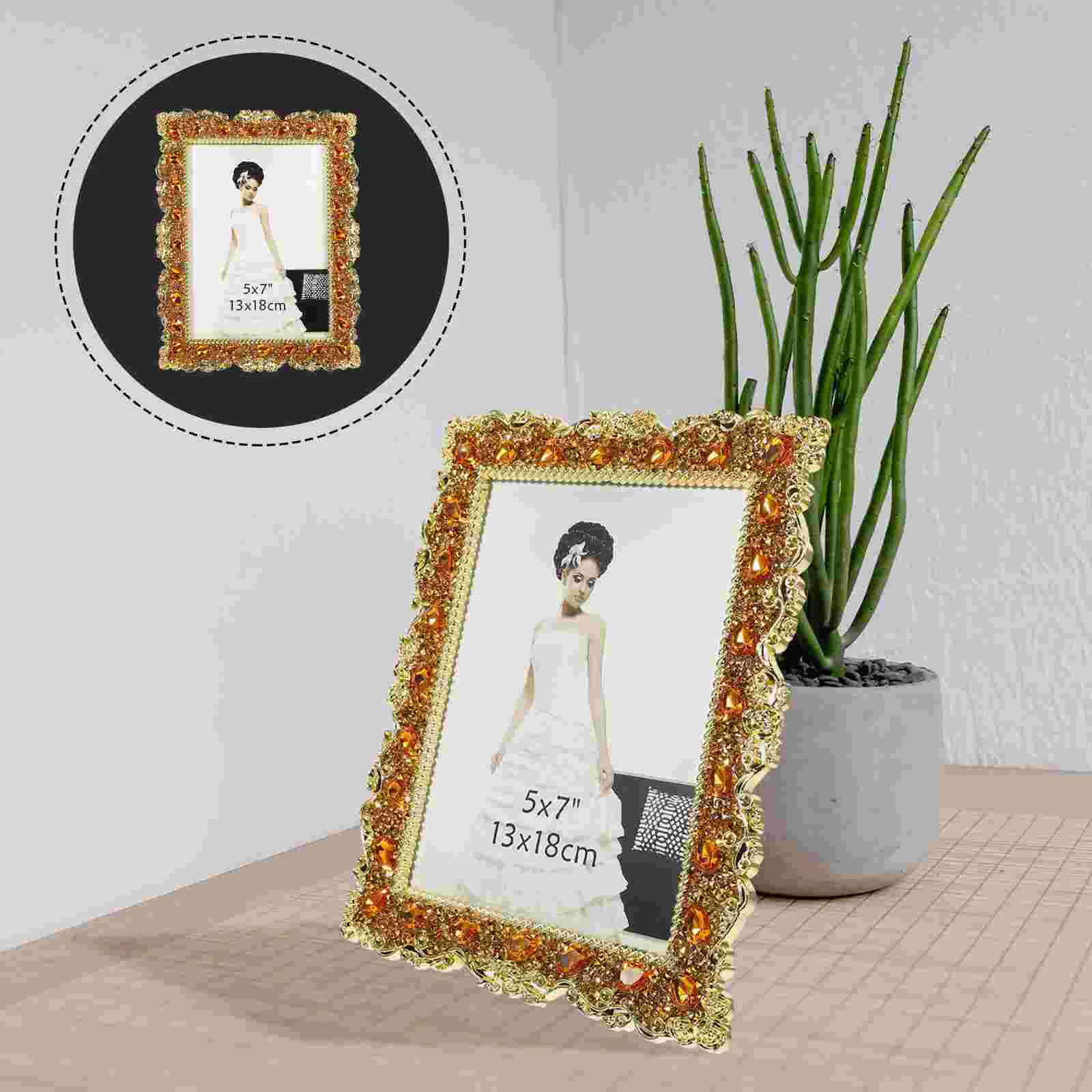 

Frame Photo Picture Frames Desktop Display Holder Decorative Tabletop Crystal Wedding Rhinestonestand Family Office Retro Style