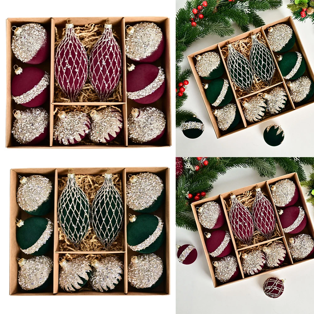 10 шт. 8 см флокированные рождественские шары специальной формы елочные украшения