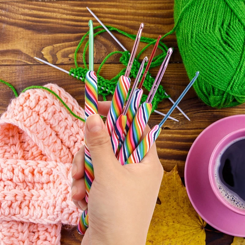 

10 Pcs/Set Soft Ceramic Handle Crochet Hooks Durable Aluminum Crochet Needles for Hand Knitting Sewing Crafts Supplies Y5GB