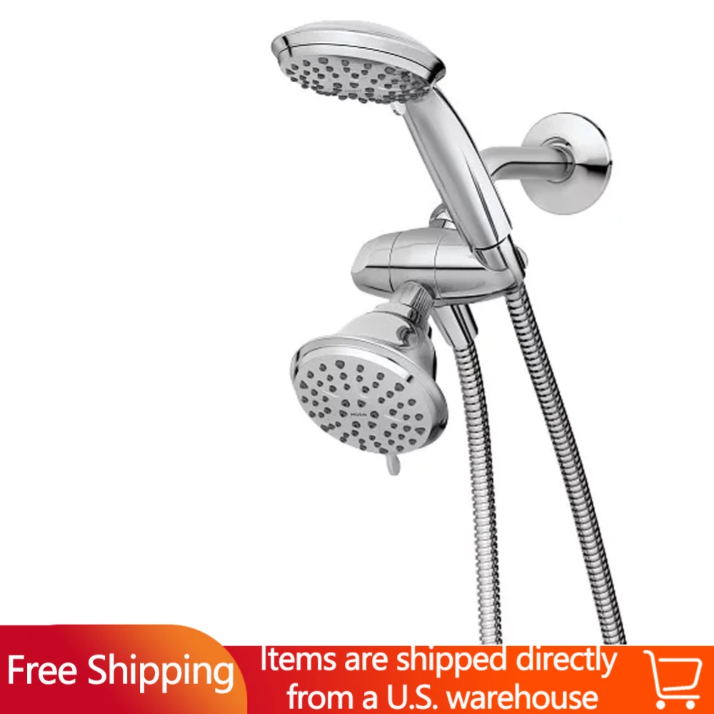 

Chrome Bathroom Showerhead and Hand Shower Combo Faucets Fixture
