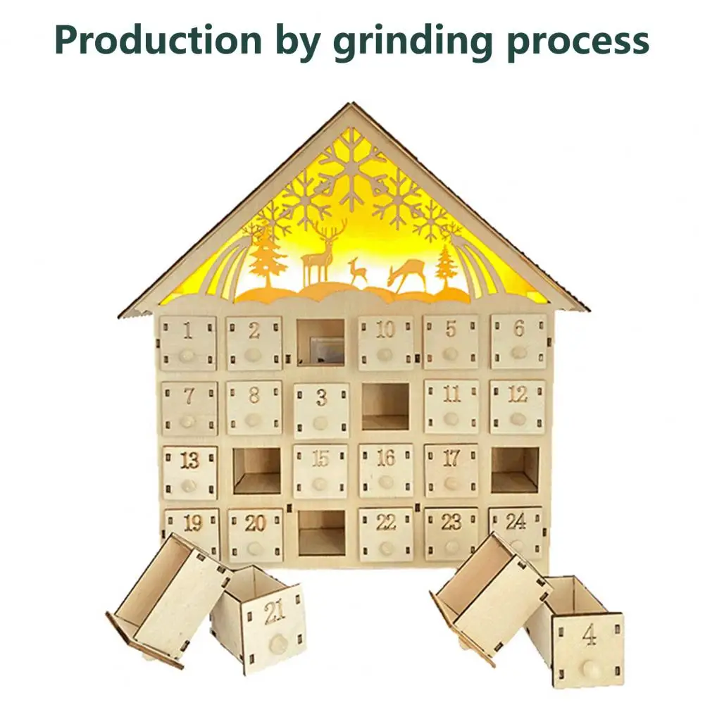 

Creative Environmentally Friendly Attractive Xmas Decor House Shape Wood Desktop Calendar Scene Layout