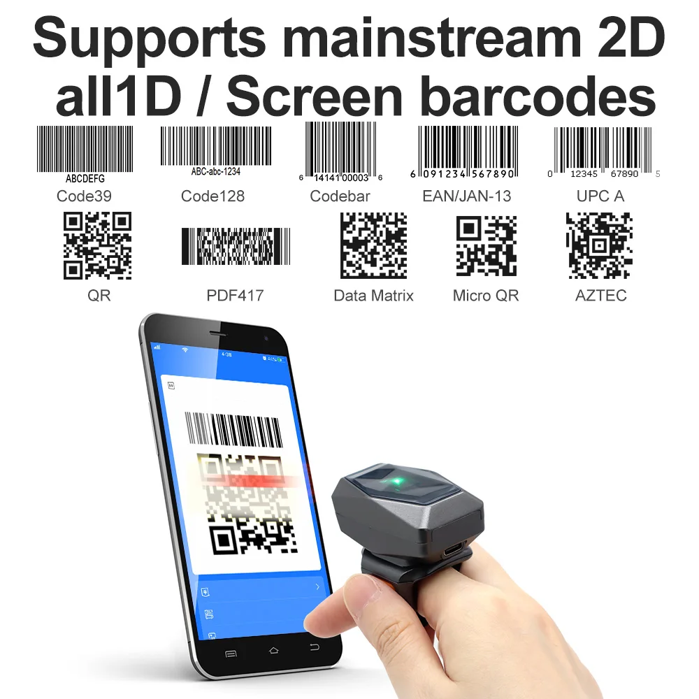 Фото GTCODESTAR GT-S101 2D беспроводной Bluetooth-считыватель штрих-кодов мини Qr считыватель штрих-кодов портативное переносное кольцо 2,4G USB-сканер штрих-кода №5