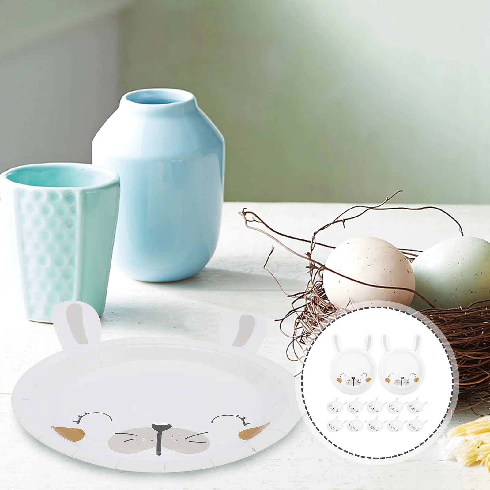 

20 Pcs Disposable Rabbit Decor Paper Plates Rabbit Party Supplies Bunny Decor Plates for Party Decor