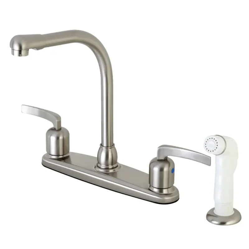

"Comfortable Home Living Experience with Beautiful Brushed Nickel Finish 8-Inch Centerset Kitchen Faucet Sprayer"