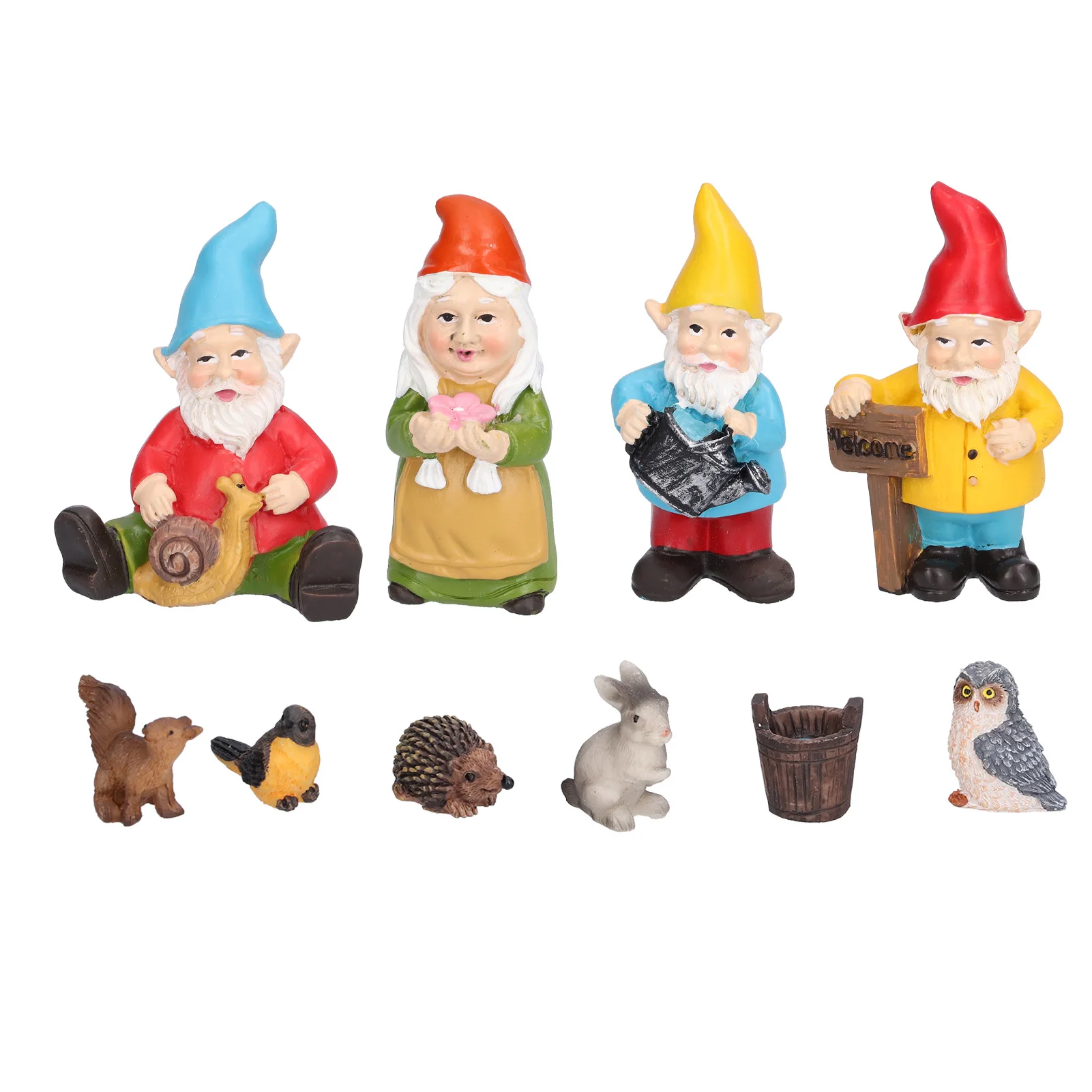 

10PCS Miniature Garden Gnomes Figurines Resin Mini Garden Gnome Statue Christmas Bonsai Ornament Miniture Elf Dwarf