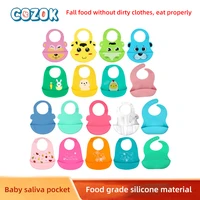 cozok 1pc baby bibs safe silicone adjustable waterproof kids saliva pocket oil proof ultra light soft elastic baby products