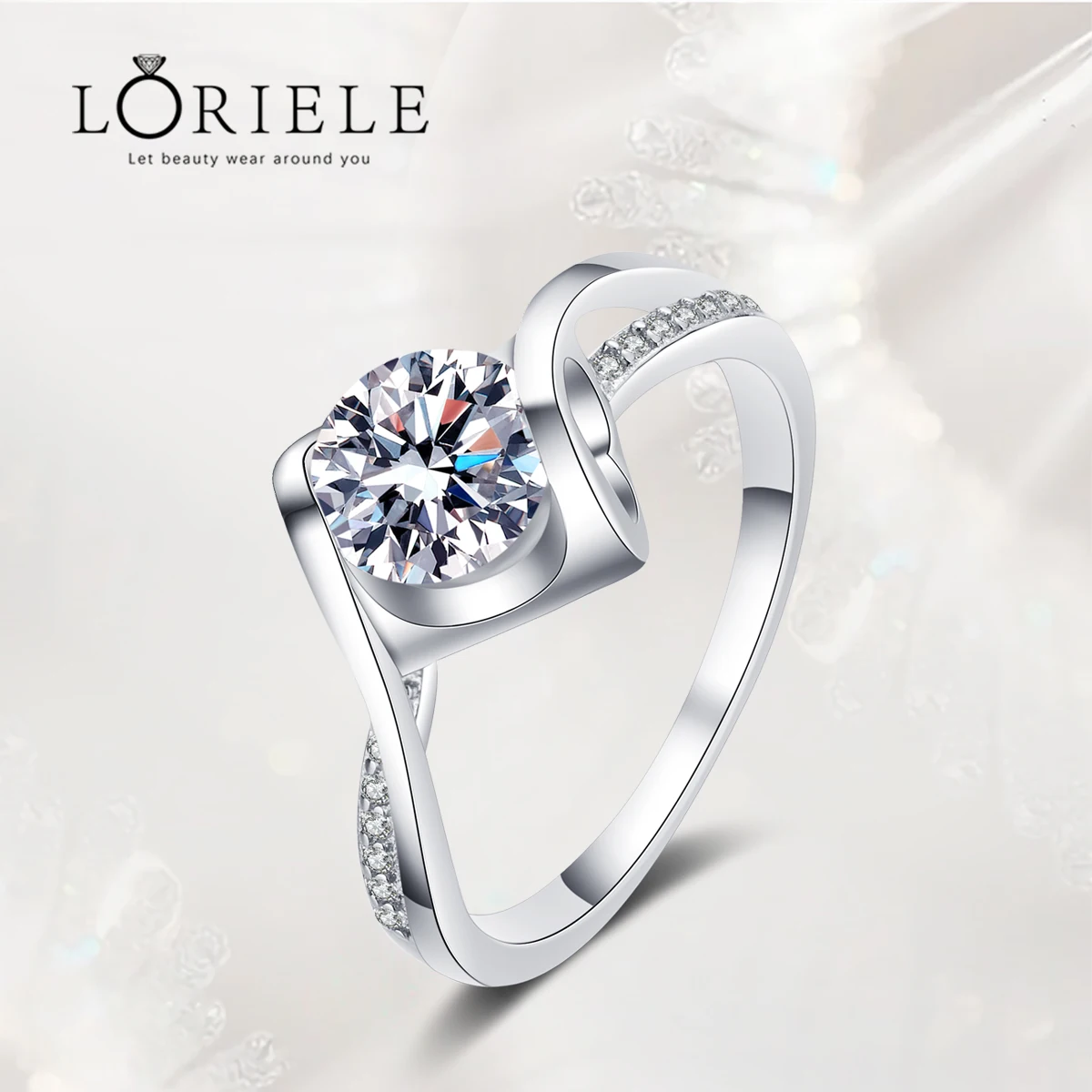 

LORIELE Moissanite Rings Heart Channel Setting Diamond Engagement Ring Promise Bridal Rings For Women Anniversary Gift Jewelry