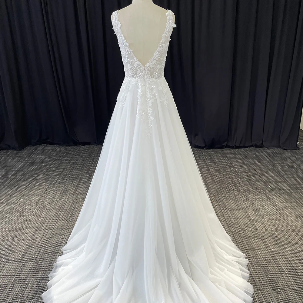 Женское свадебное платье без рукавов кружевное ТРАПЕЦИЕВИДНОЕ ПЛАТЬЕ С