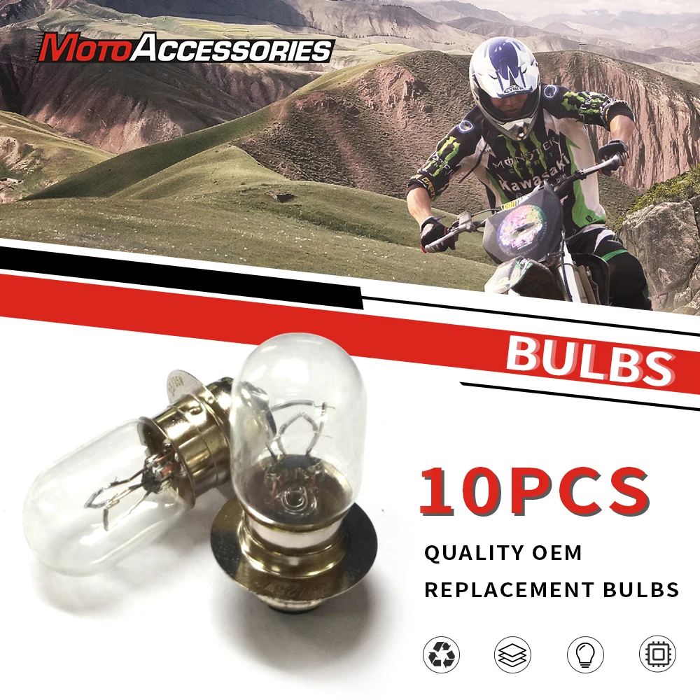 

Motorcycle Bulbs 10pcs Head Light Headlamp 12V 25/25W H/L (P15D-25-1/H6M) (A3603) For ATV Moped Scooter Motorcycles Accessories
