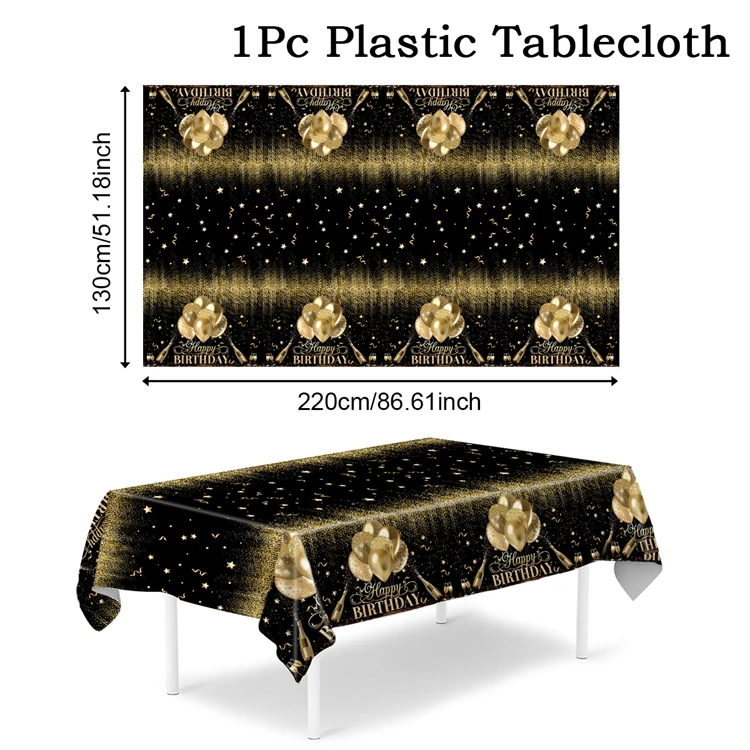 

Золотисто-черная скатерть для дня рождения