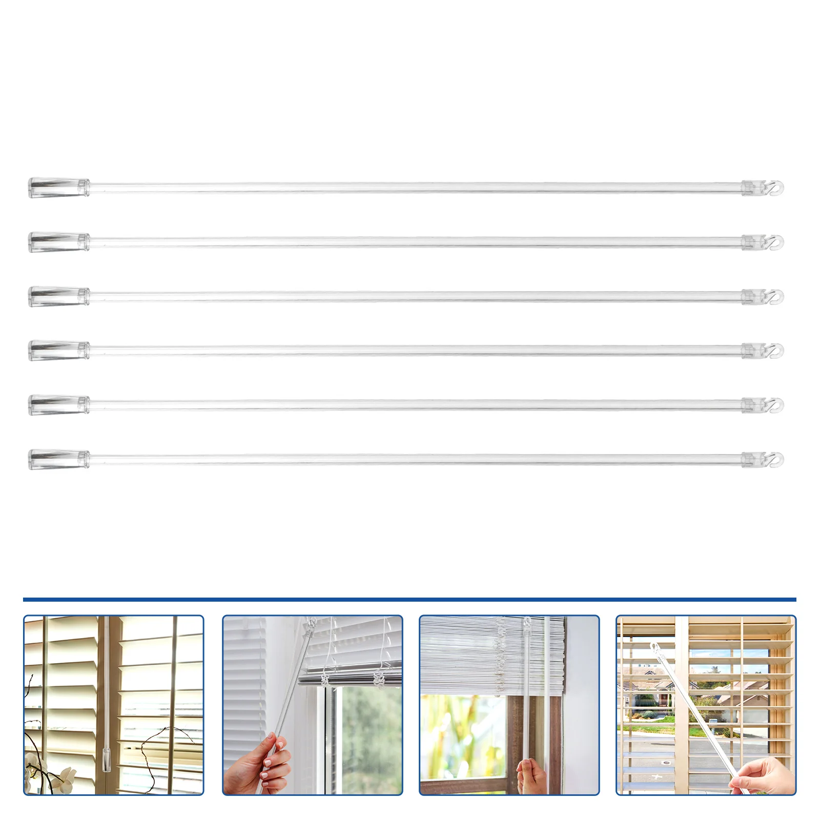 

6 Pcs Plastic Pulling Rod Motorized Window Shades Blinds Mini Curtain Rods Venetian Blind Rod Blind Stick Tilt Gear Wand