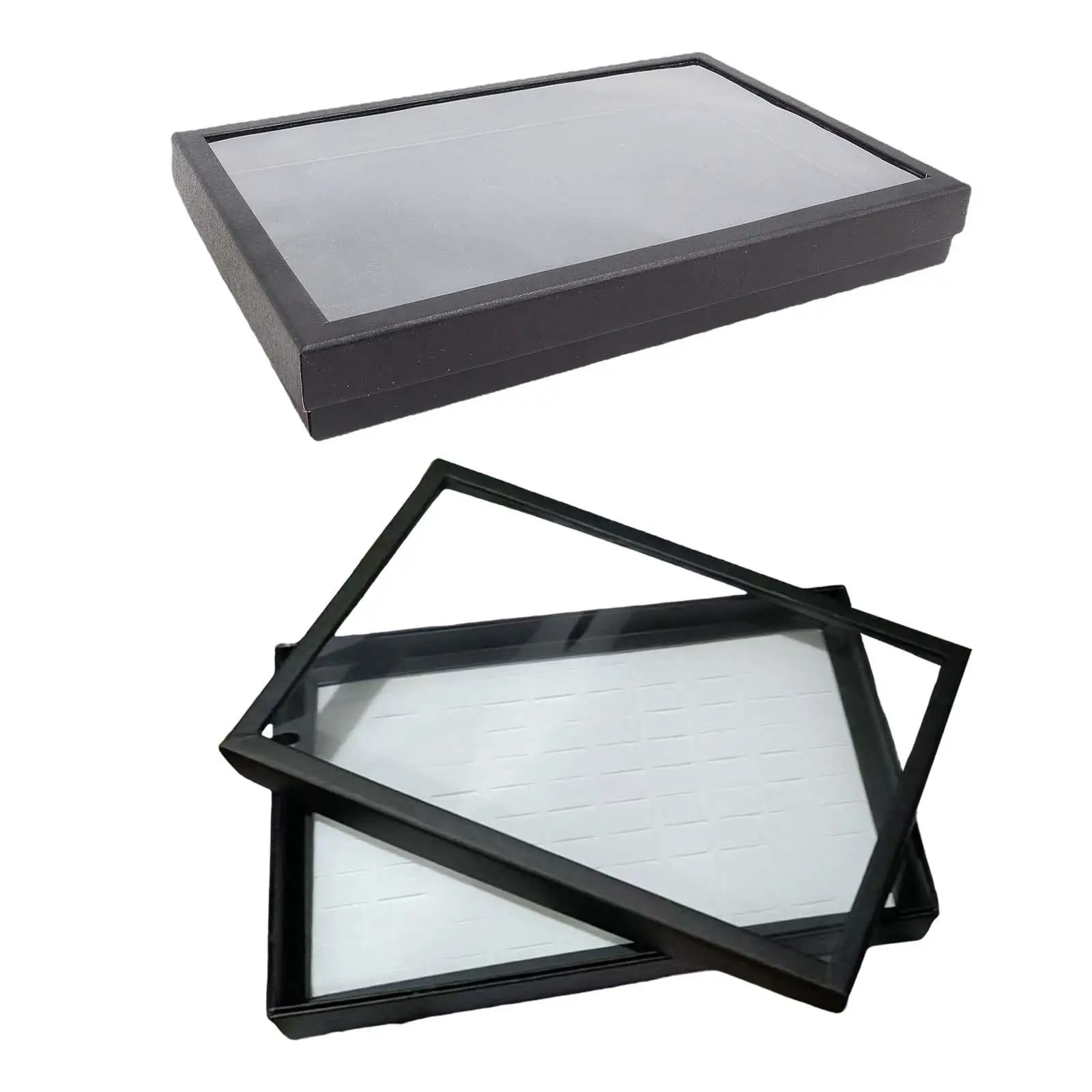 

Portable Jewelry Rings Display Tray with Clear Lid Jewelry Tray Organizer Multiple Ring Holder Storage box display