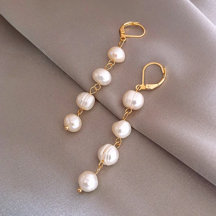 

New Arrival Elegant Water Drop Natural Baroque Freshwater Pearl 14K Gold Filled Ladies Tassels Stud Earrings Jewelry For Women