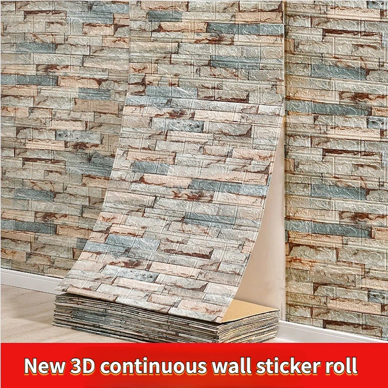

70CMX1M 3D Self-adhesive Wall Stickers PVC Masonry Wallpaper DIY Rustic Effect Living Room House Decoration Home Stickers 2022