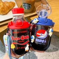 creative cartoon cute water cup portable plastic drink cups with straw cola cup bucket sports water bottle ins for girl gift