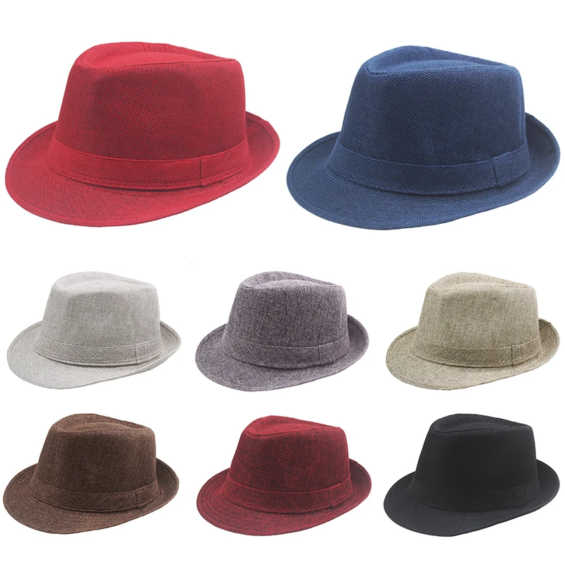 

Retro Men's Hats Fedoras Top Jazz Plaid Hat Women Men Spring Summer Wide Brim Hat Classic Adult Bowler Hats Sun Straw Caps