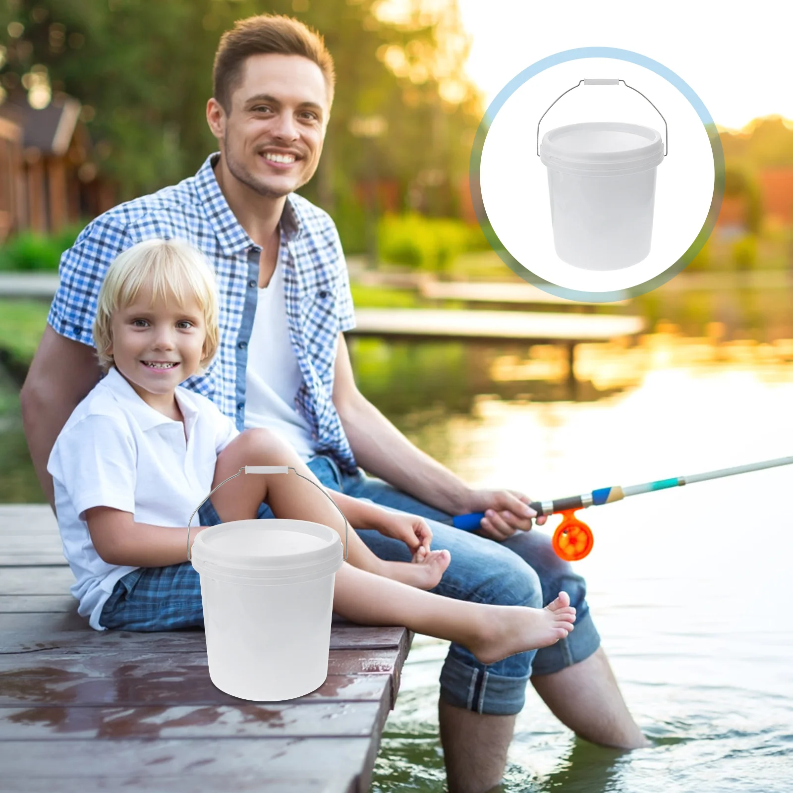 

Bucketpailwater White Buckets Lid 3 Gallon Storage Lids Ice Airtight Utilityhandle Handles Portable Outdoorcar Cleaning Painting