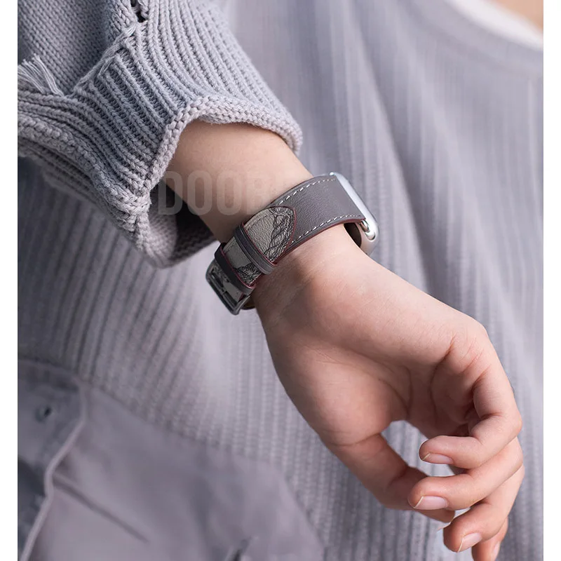 Genuine leather loop for Apple Watch Band 40mm 44mm Sports Strap Single Tour band for Apple watch 42mm 38mm iWatch 4 5 6 se 3 7