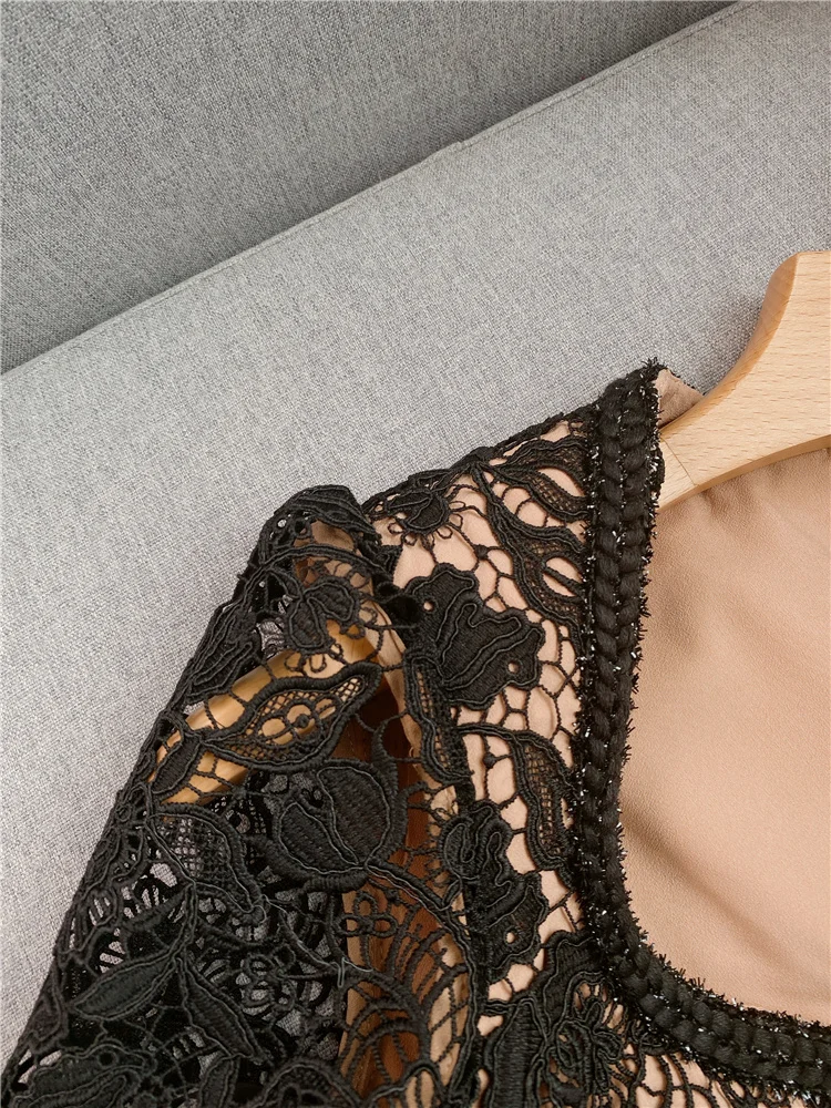 Официальное Платье сверхпрочное кружевное однобортное ажурное платье