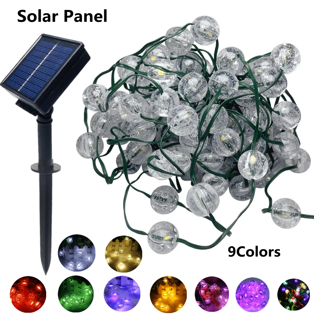 Solar LED Light Outdoor Waterproof Fairy Garland String Christmas Party Garden Solar Lamp Decoration 5m 50Leds / 10m 100Leds