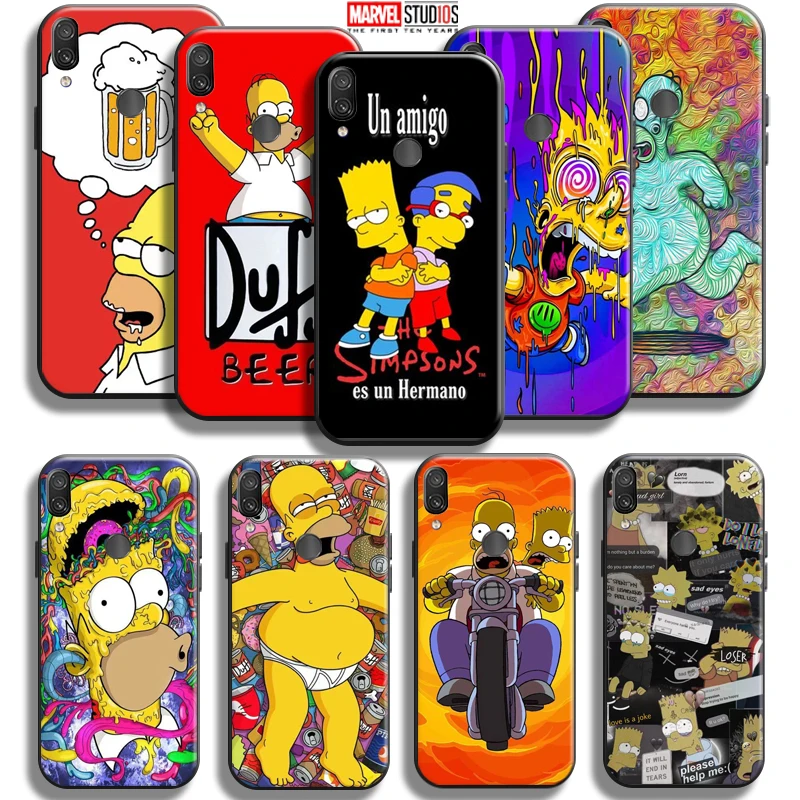 

Cute Homer S-Simpsons Family For Xiaomi Redmi Note 7 7S Pro For Redmi 7 7A Phone Case Back Funda Soft Carcasa Black