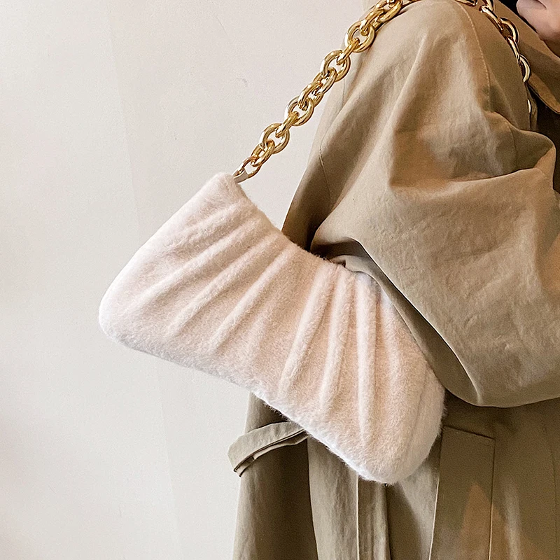 

Осенне-зимняя плюшевая сумка нишевого дизайна, новинка 2022, женская сумка, Популярная сумка через плечо, Подмышечная плюшевая сумка