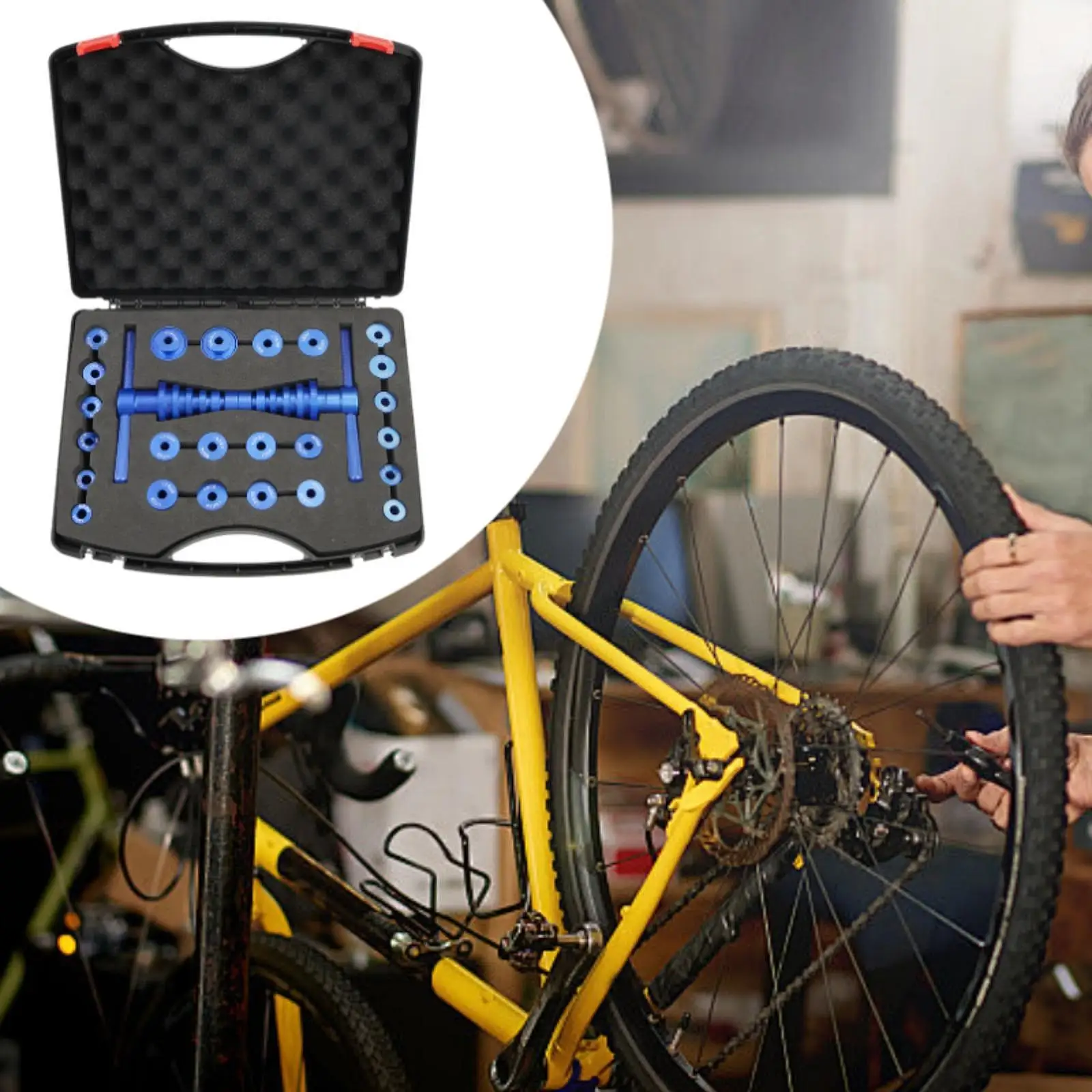 Набор для установки оси велосипеда синего цвета