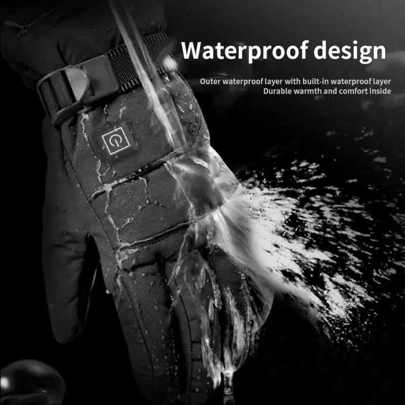 

Warm Full Finger Glove Nylon Fabric Electric Heating Waterproof Heating Gloves Touch Screen Motorcycle Gloves Cotton Intelligent