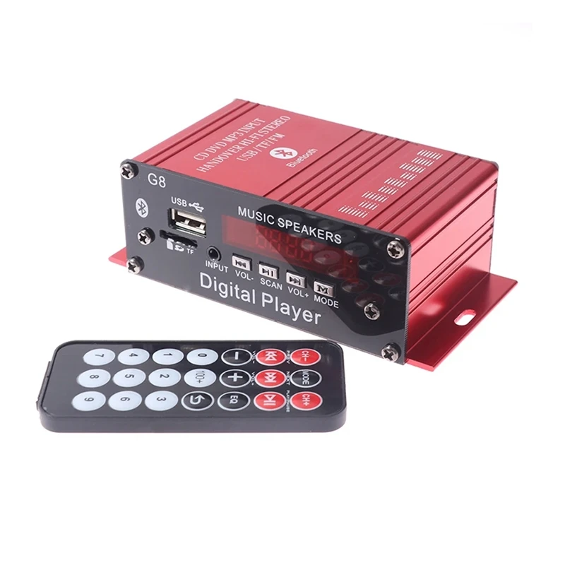 

G8 Car 12V 200W 4 Channel Digital Power Amplifier Stereo Bluetooth AUX FM MP3 With Remote Control Easy Install