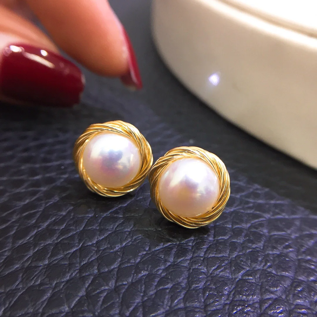 

Imitation Pearl Earring for Women Gold Color Round Stud Earrings Christmas Gift Irregular Design Unusual Earrings Bijoux Femme