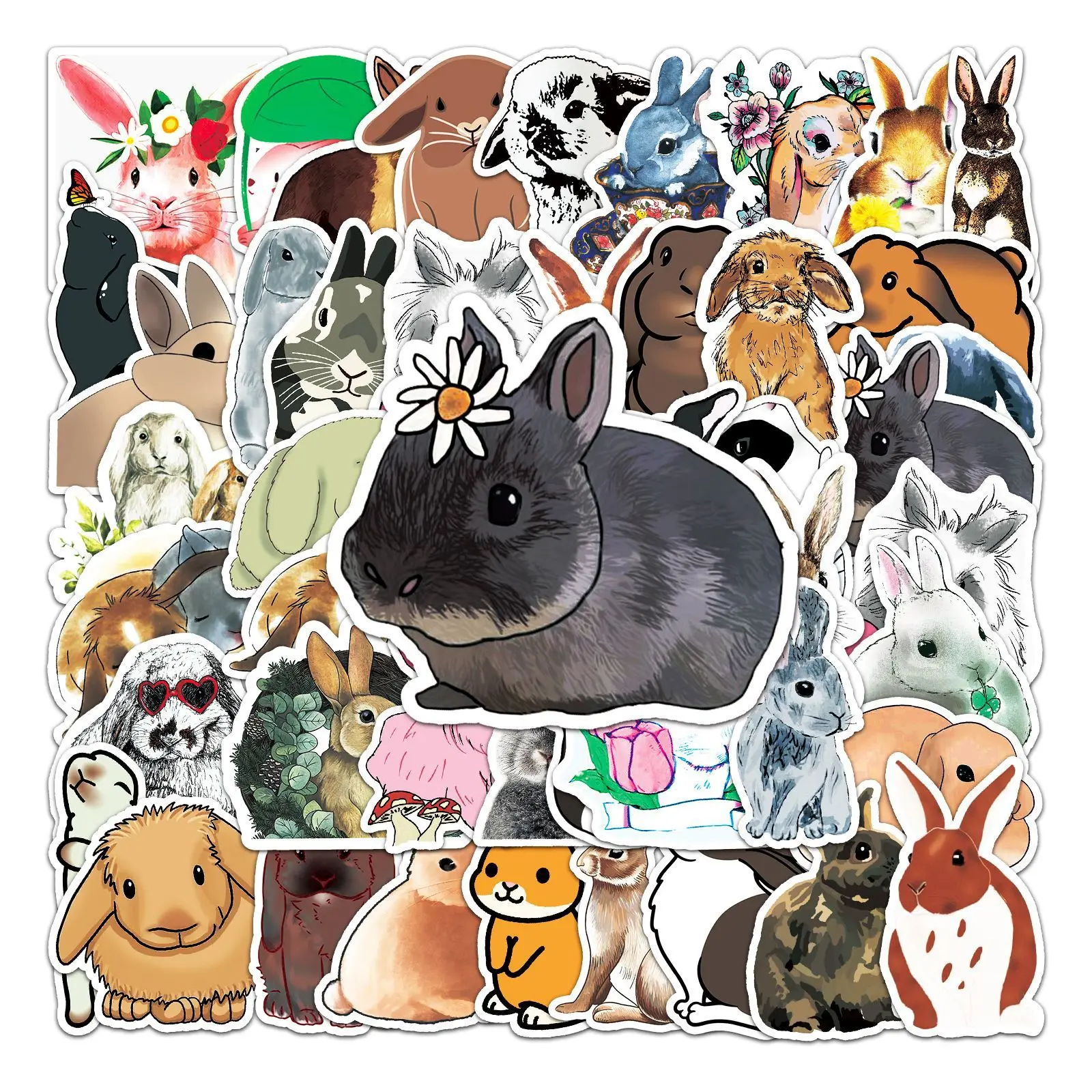 

10/30/50PCS Cute Rabbit Cartoon Ins Wind Creative Graffiti Waterproof Sticker Suitcase Car Notebook Water Cup PVC Decal Kids Toy