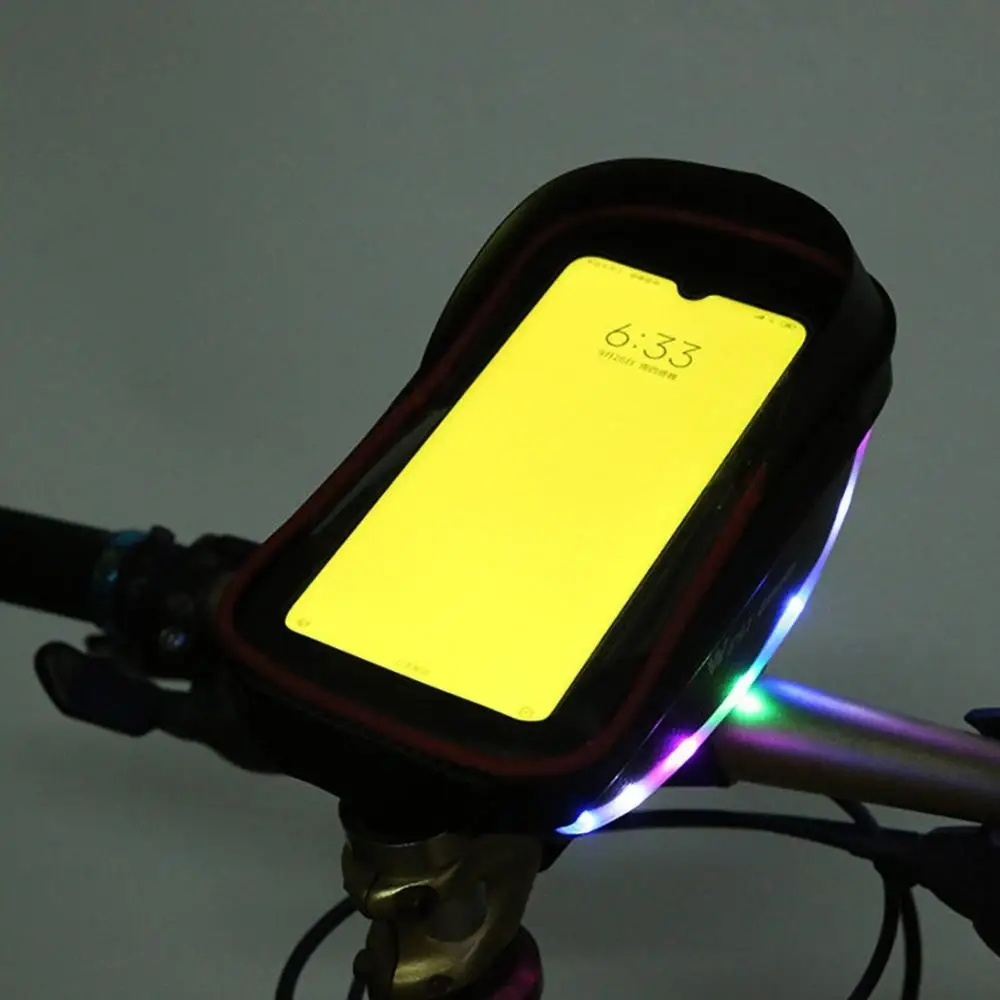 

Bicycle Bags & Panniers LED Black Bicycle Front Frame Handle Touch Screen Mobile Phone Stand Bag Pouch Bicycle Accessories