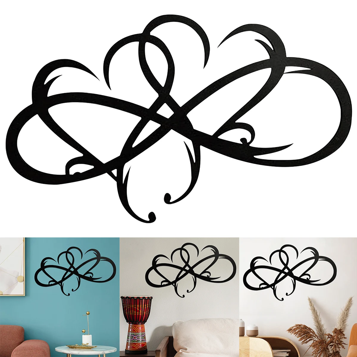 

Бесконечное сердце, Металлический Настенный декор, знак любви, настенный Уникальный знак чумы, знак любви, украшение, двойное сердце, улично...