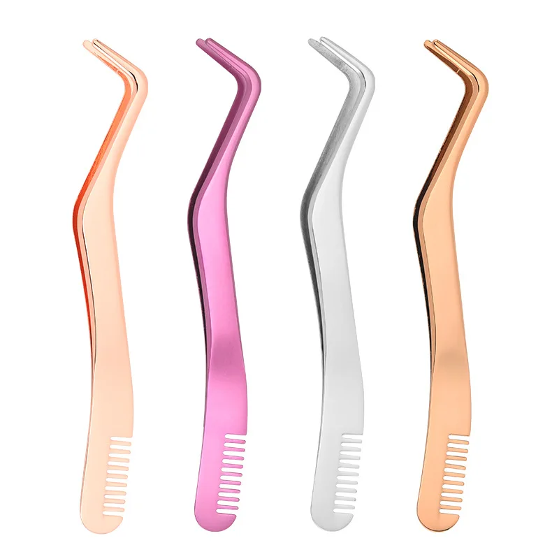 

1 Pc Eyelash Comb Tweezers Stainless Steel Anti-Static Non-Magnetic Professional Lashes Extension Tweezers Makeup Tools