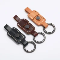 1pcs handmade lanyard cowhide keycordlanyards retro crazy horse leather phone charm key universal single circle key ring