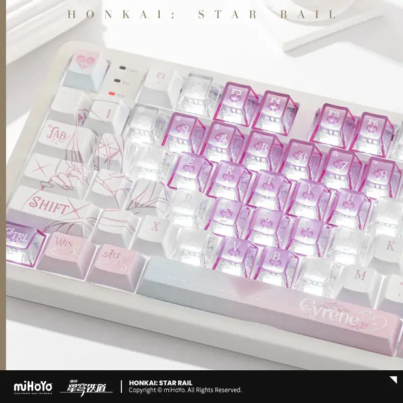 Фото Оригинальная беспроводная механическая клавиатура miHoYo Game Honkai Star Rail Cyrene 2.4G с интерфейсом Bluetooth 5.0 Type-C, подарок на Рождество для косплея №2