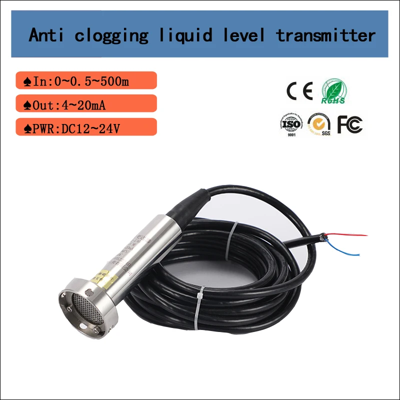 

Anti clogging Liquid Water Level Sensor 4-20mA Submersible Septic Tank Sludge Sewage Level Transmitter