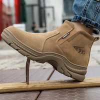 indestructible shoes genuine leather men work safety shoes wearable industrial shoes work welding shoes steel toe winter boots
